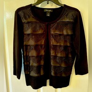 White House Black Market 3/4 sleeve black sweater